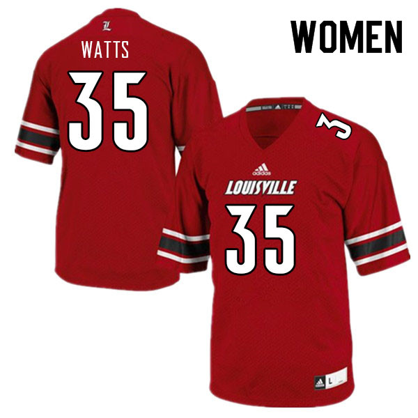 Women #35 Antonio Watts Louisville Cardinals College Football Jerseys Sale-Red - Click Image to Close